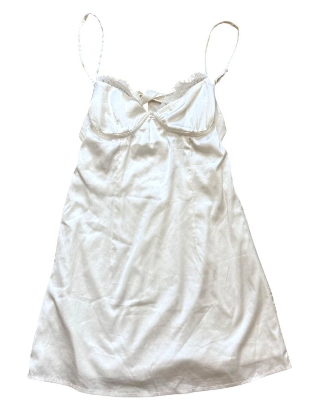 Peppermayo Women's Cami Slip Dress XS Ivory Satin Minimalist Coquette Angel Core